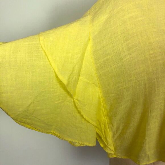 Anthro Lilka Florescent Yellow Top Button Back Women's Small - Picture 6 of 9
